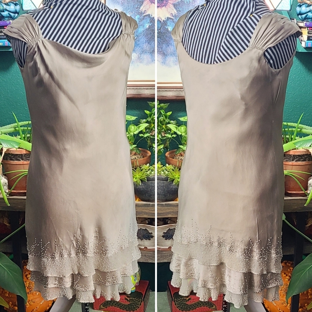Gorgeous Champagne Silk Beaded Minidress Jones New York Dress